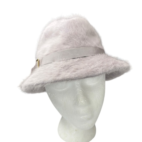 Kangol Design Gray Furry Buckle Bucket Hat Mohair Fedora Made in England classic - Picture 4 of 11
